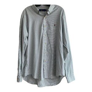 Ralph Lauren Blue Label Blue & Brown Mini Plaid Long Sleeve Men's Shirt X